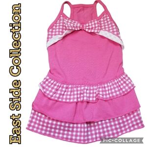 DOG Sundress EAST SIDE COLLECTION Pink & White Checked Size Small Furbaby